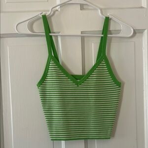 Green & White Striped Women's Top